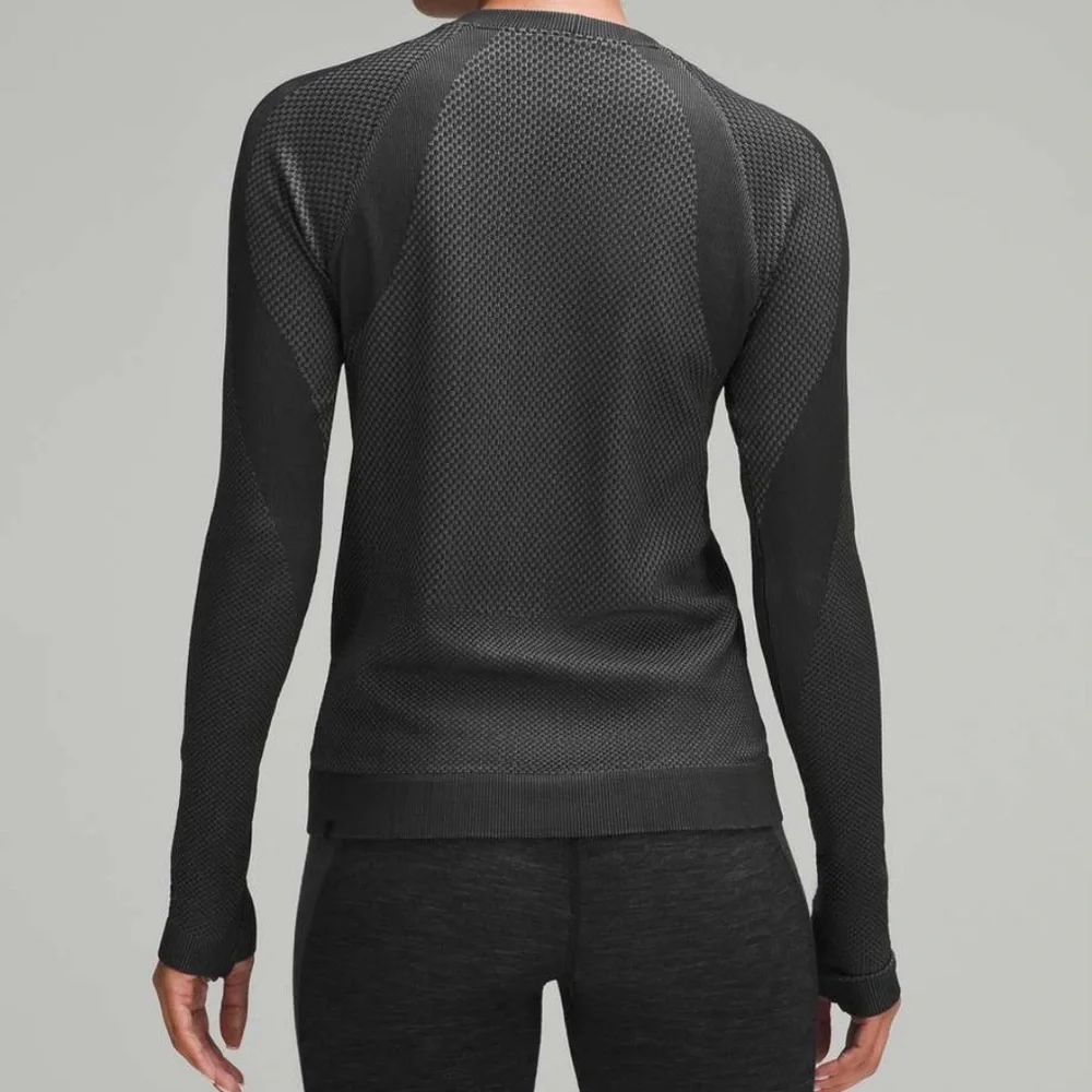 Lululemon Rest Less Pullover Curve Block Black Rhino Grey Top Outdoor Run Warm